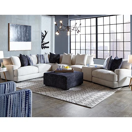 L-Shaped Sectional Sofa with USB Storage Console